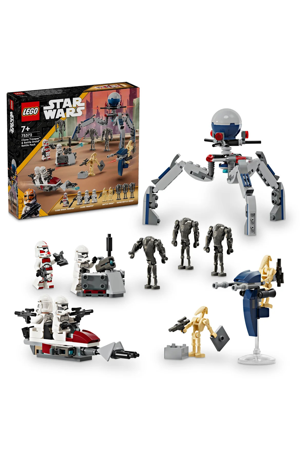 لگو و اسباب بازی های ساخت محور ® STAR WARS™ CLONE TROOPER AND BATTLE DROID BATTLEPACK SET 75372 7+ TOY BUILDING 215P اورجینال LEGO