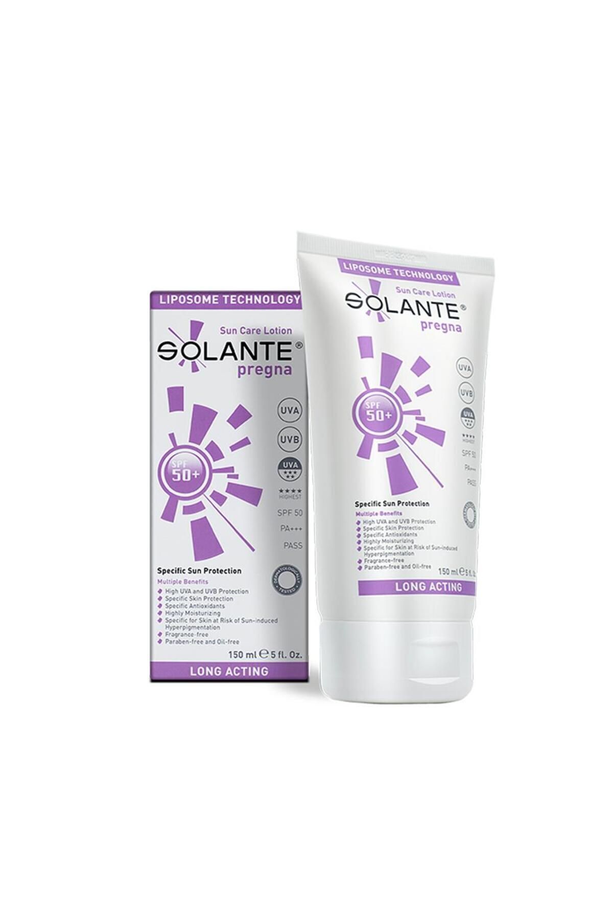 کرم ضد آفتاب صورت لوسیون پرگنا SPF 50 150 میل Solante