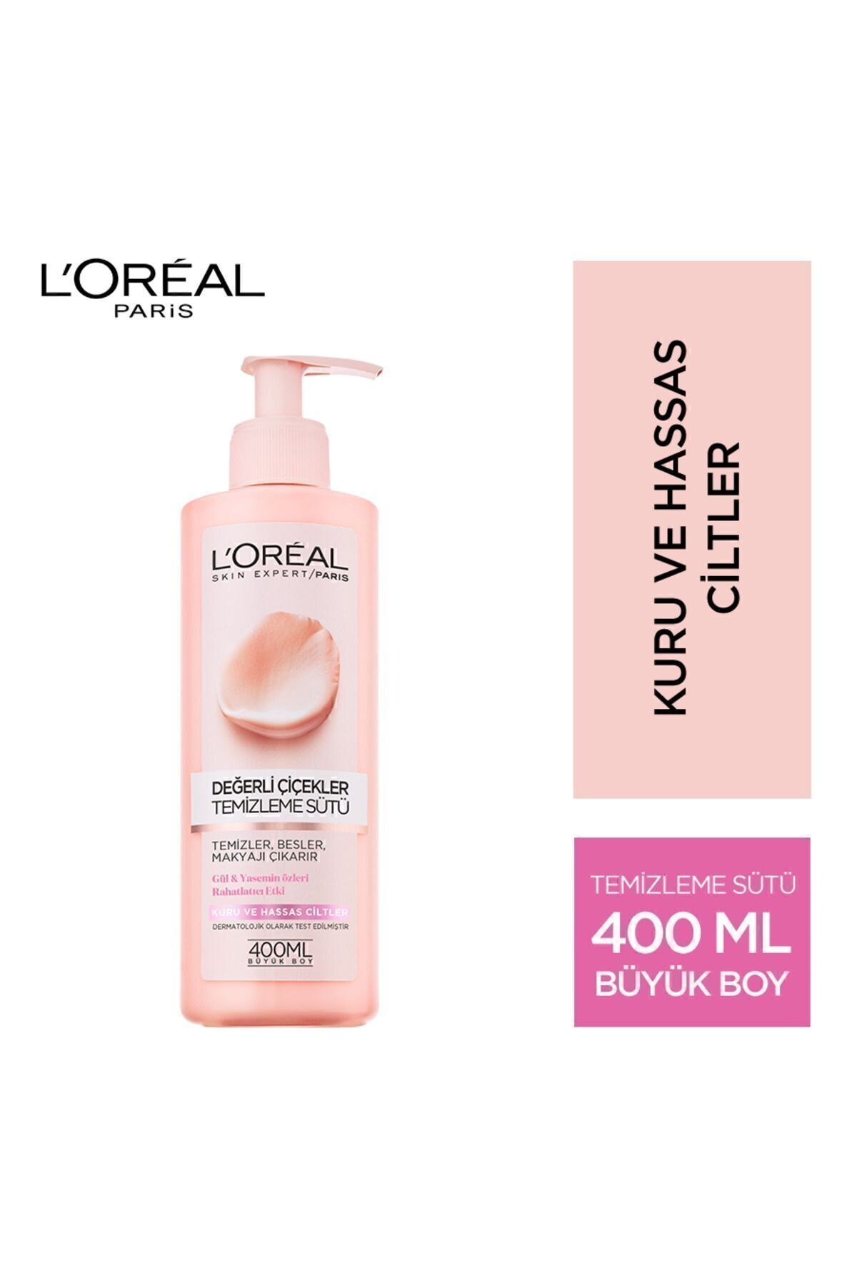 L'Oreal Paris محصول شستشوی صورت برای پوست خشک و حساس با شیر تمیزکننده 400 میلی لیتر