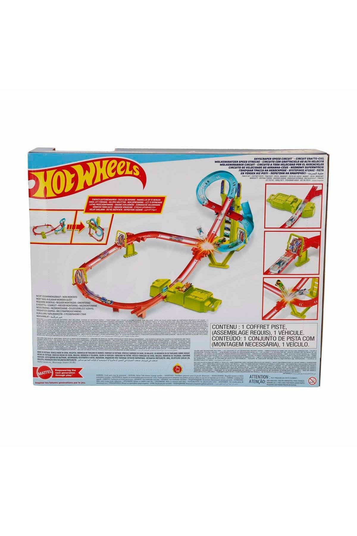 ماشین اسباب بازی پیست هیجان انگیز مسابقه چندگانه نئون ریس HPC07 از ترکیه HOT WHEELS
