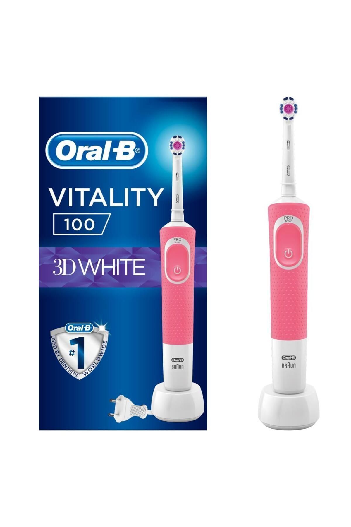 Oral-B مسواک برقی قابل شارژ سفید 3D صورتی
