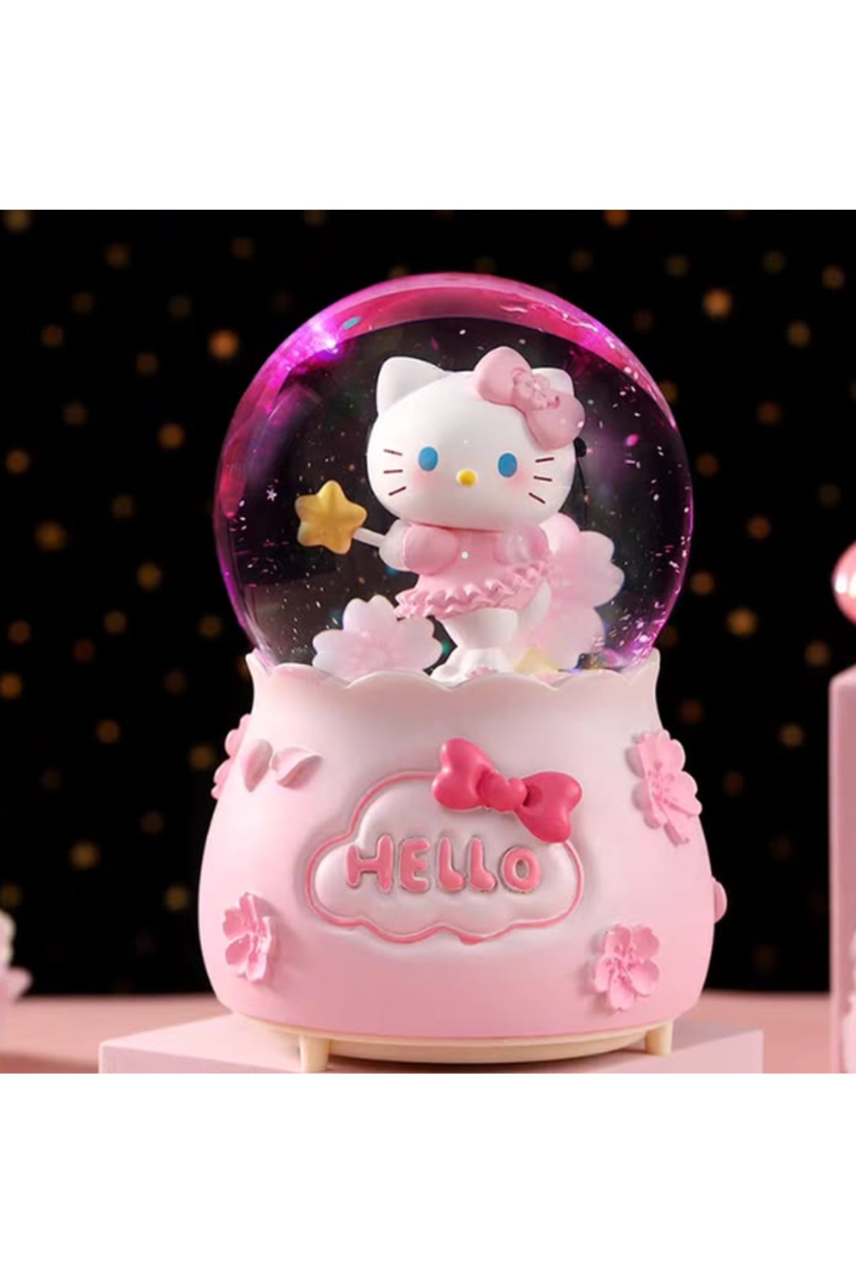 گوی برفی هدیه کریسمس SNOW GLOBE در سایز بزرگ HELLO KITTY LIGHTED MUSICAL SPRAYING از ترکیه HEPBİMODA