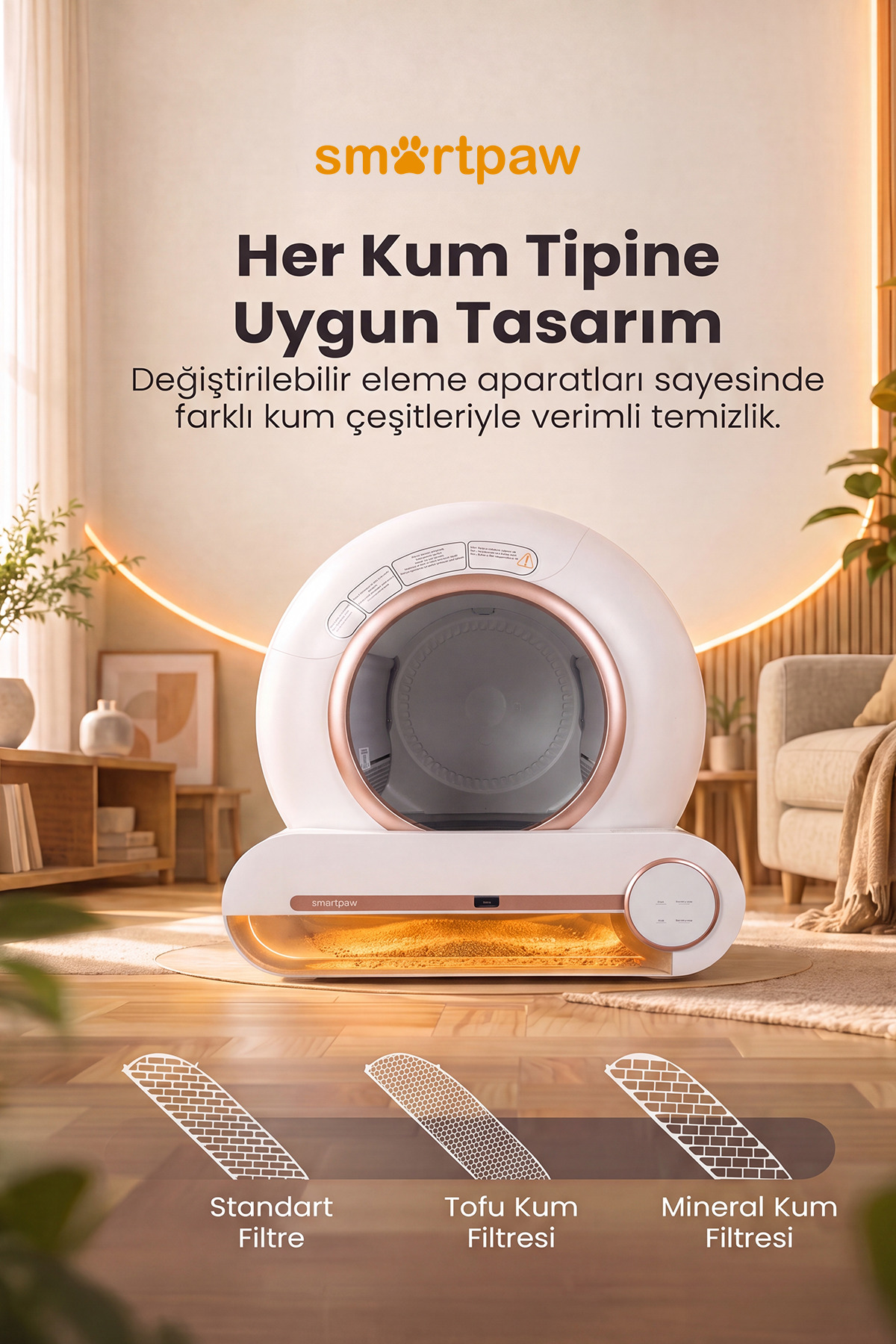 ظرف خاک گربه هوشمند و خودکار اسمارت‌پا SMARTPAW Nova Cat PRO، مدل MSP-0111، صورتی 65L