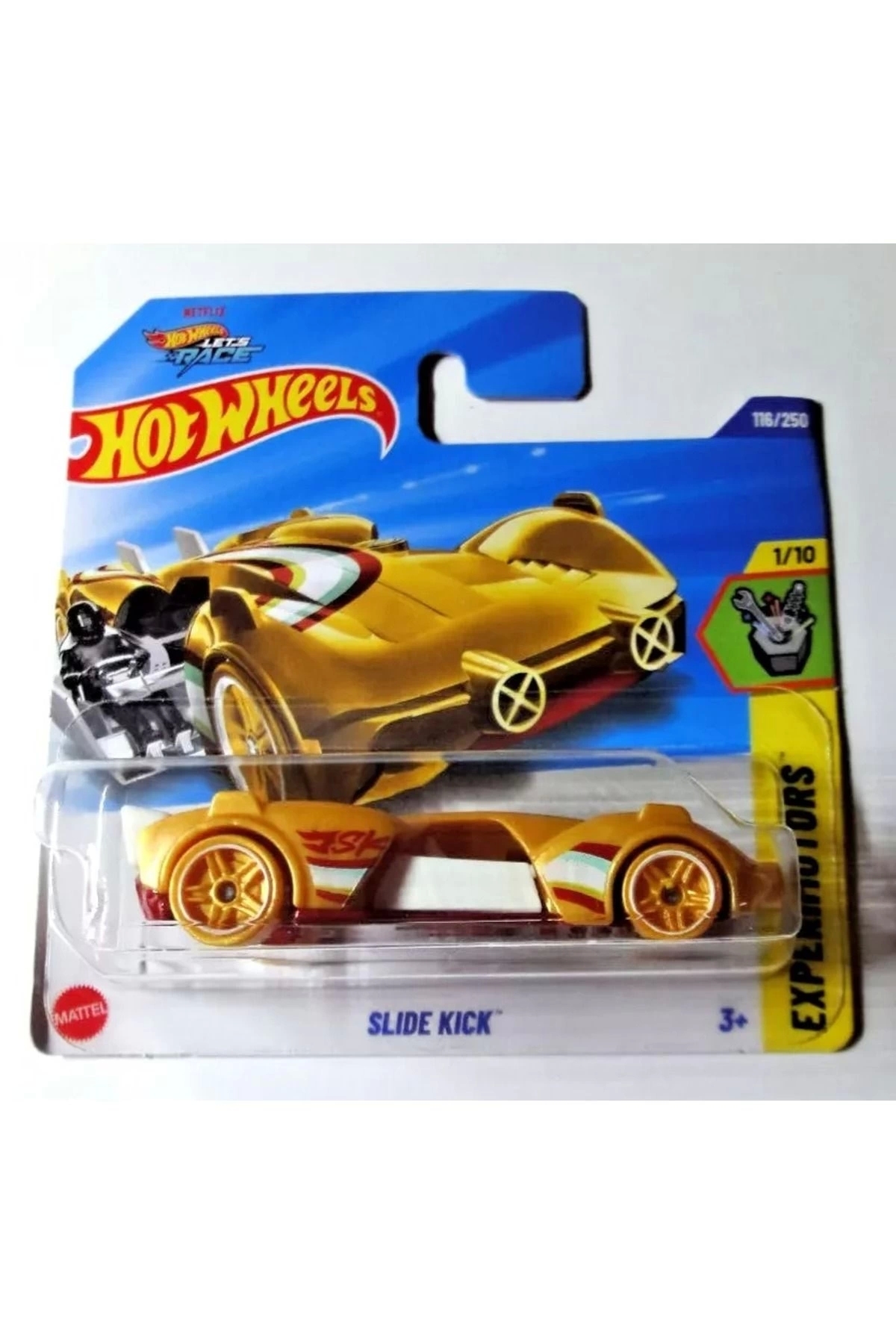 ماشین اسباب بازی SLIDE KICK GOLD TOY CAR مقیاس 1:64 2025 هات ویلز اورجینال HOT WHEELS