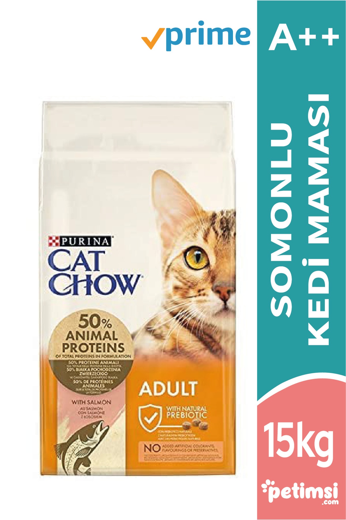 غذای خشک گربه پورینا پورینا کت‌چاو Purina Cat Chow بالغ با طعم سالمون، ۱۵ کیلوگرم