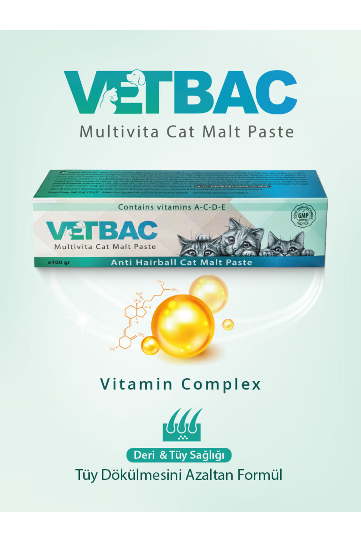 خمیر مالت گربه وت‌بک VETBAC برای پیشگیری از گلوله مویی