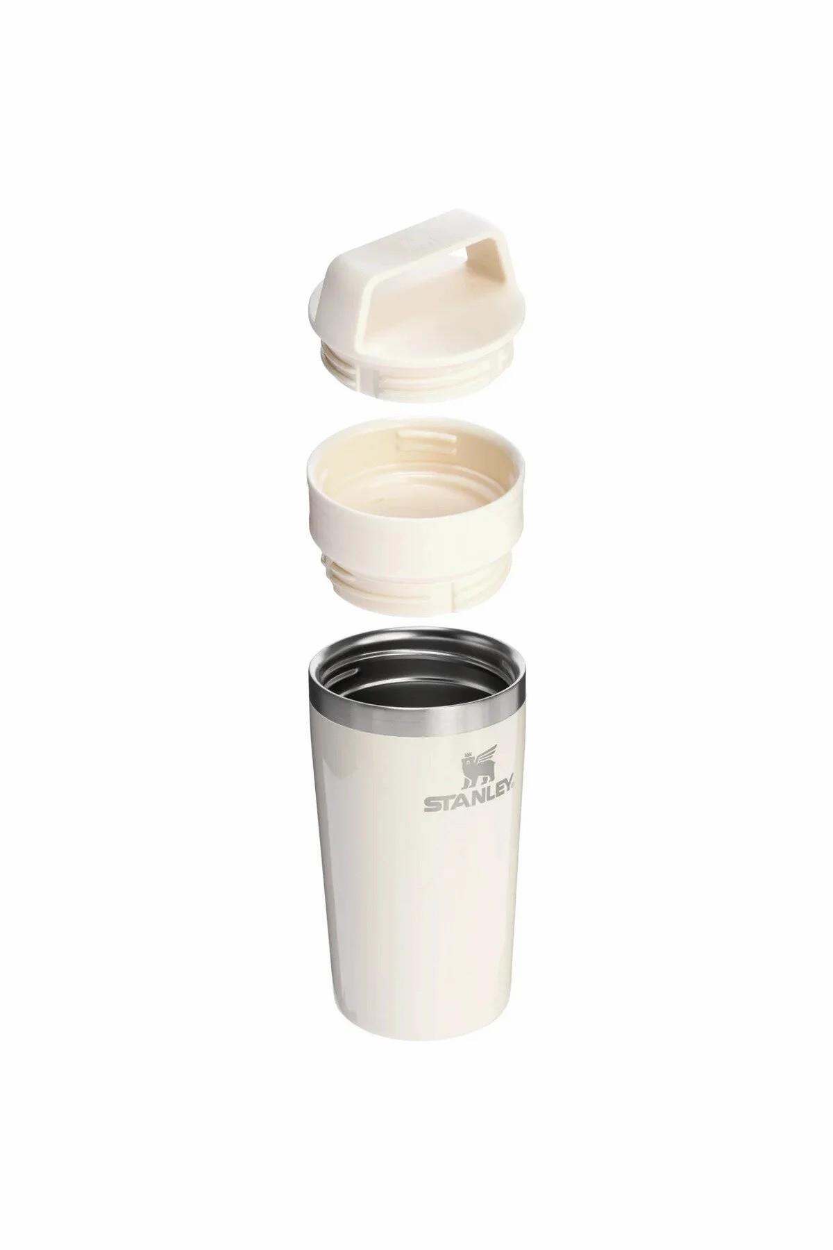 فلاسک لیوان مسافرتی CAFÉ TO GO 0.35 لیتر قمقمه کرم براق 12 اونس اورجینال Stanley