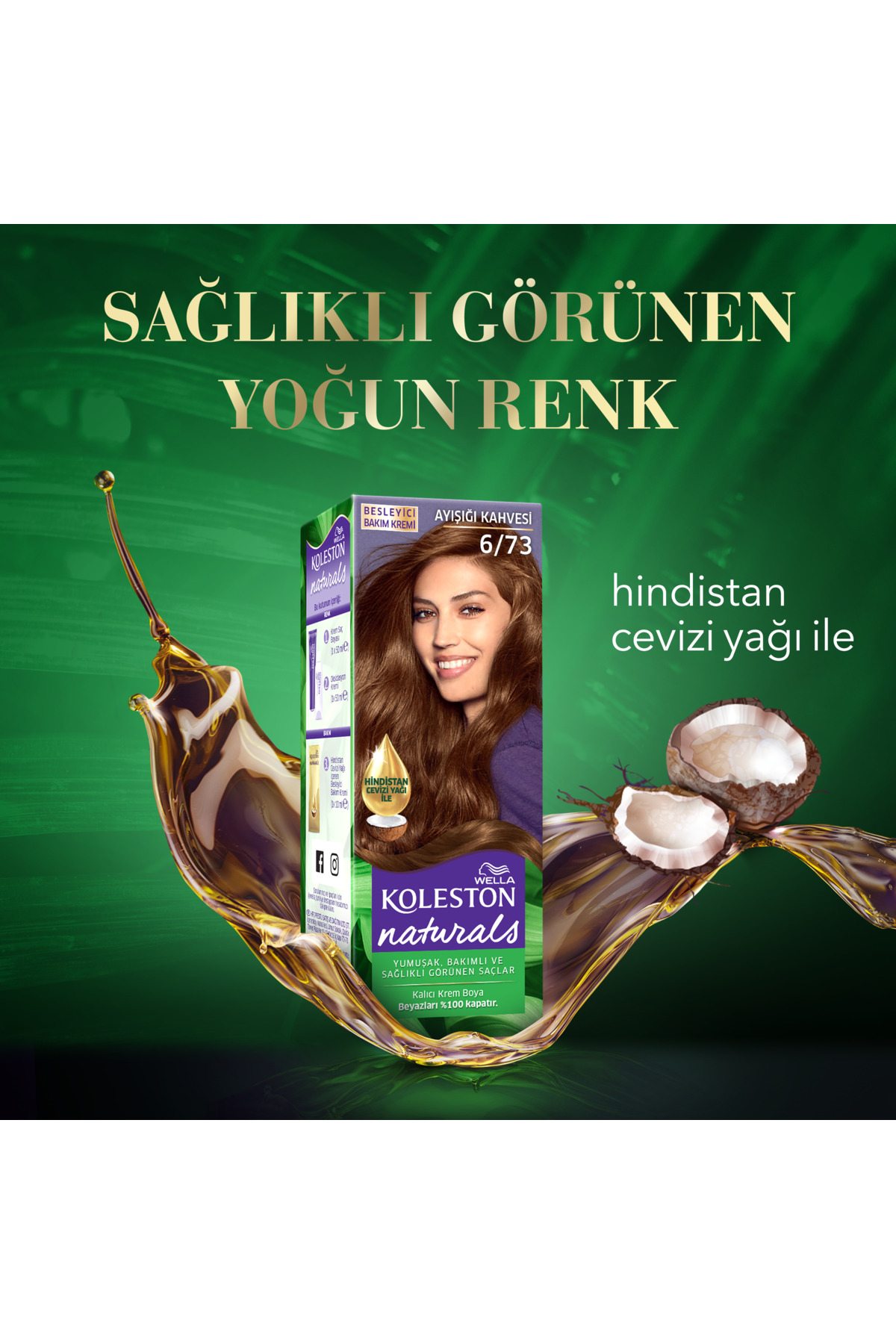 رنگ موی طبیعی Koleston 6/73 رنگ قهوه‌ای روشن با تن آفتابی برای خانم‌ها ولا Wella