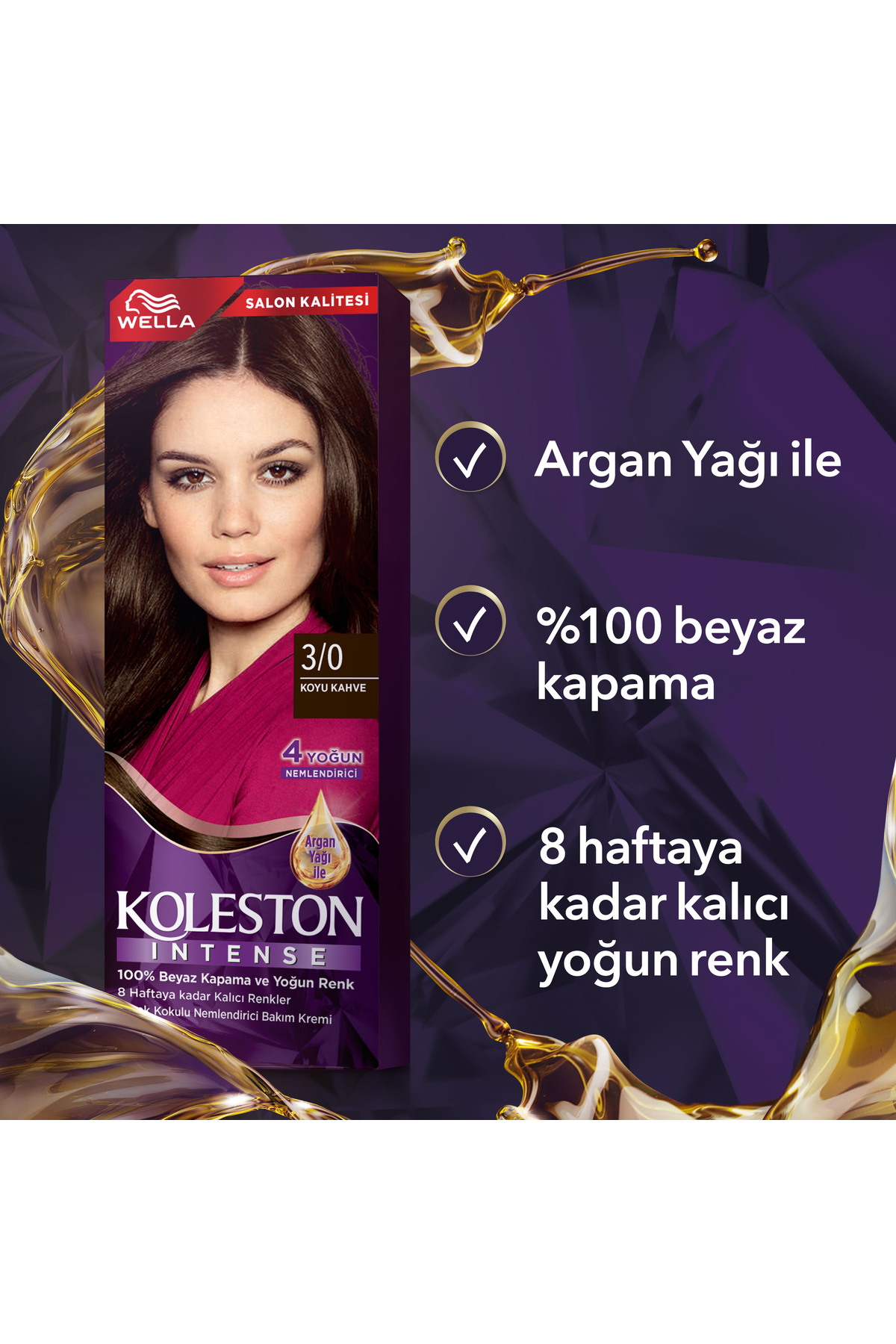 رنگ موی Koleston Intense 3/0 رنگ قهوه‌ای تیره برای مراقبت از مو ولا Wella