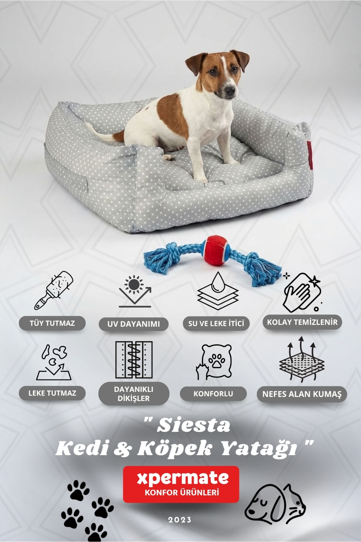 جای خواب بالشتی سگ و گربه اکسپرمیت XPERMATE Yuvi Siesta خاکستری