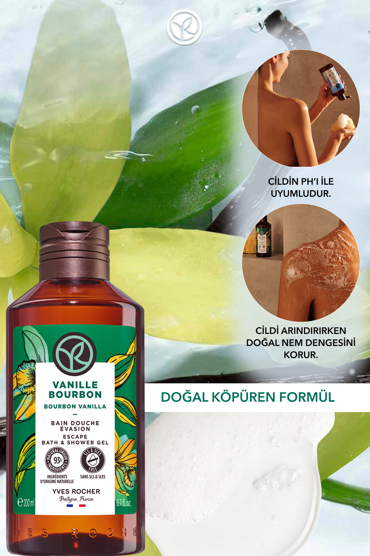 ژل دوش مردانه و زنانه مرطوب کننده گوزوتیک وانیل 200ML 39225 Yves Rocher