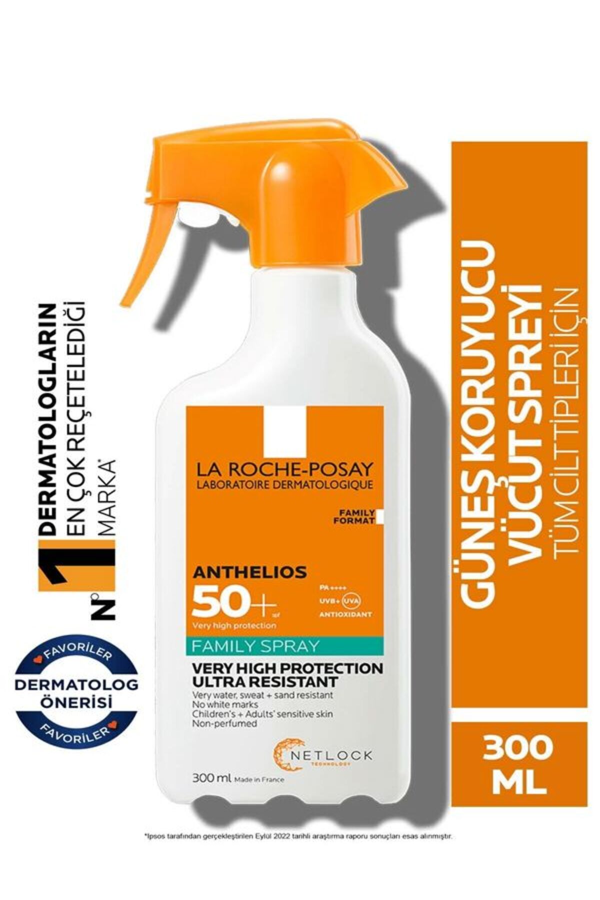La Roche Posay اسپری ضدآفتاب خانوادگی آنتلیوس SPF50+ پوست حساس کودکان و بزرگسالان 300 میلی‌لیتر