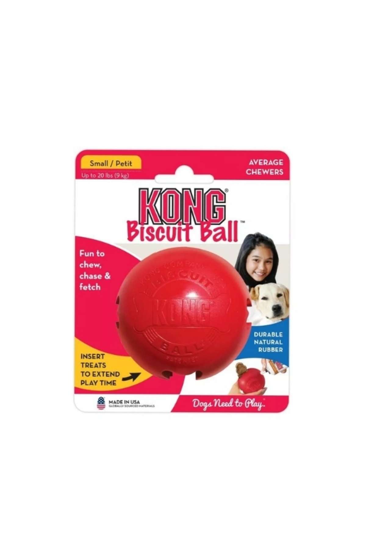 توپ اسباب‌بازی سگ کونگ KONG Biscuit Ball، سایز Large، ۷ سانتی‌متر