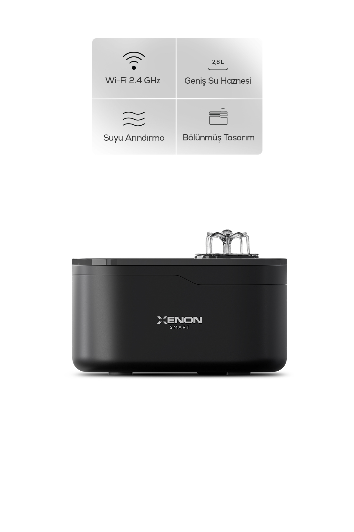 آبخوری فواره‌ای هوشمند گربه زنون اسمارت Xenon Smart، وای‌فای، خودکار و مشکی X8650