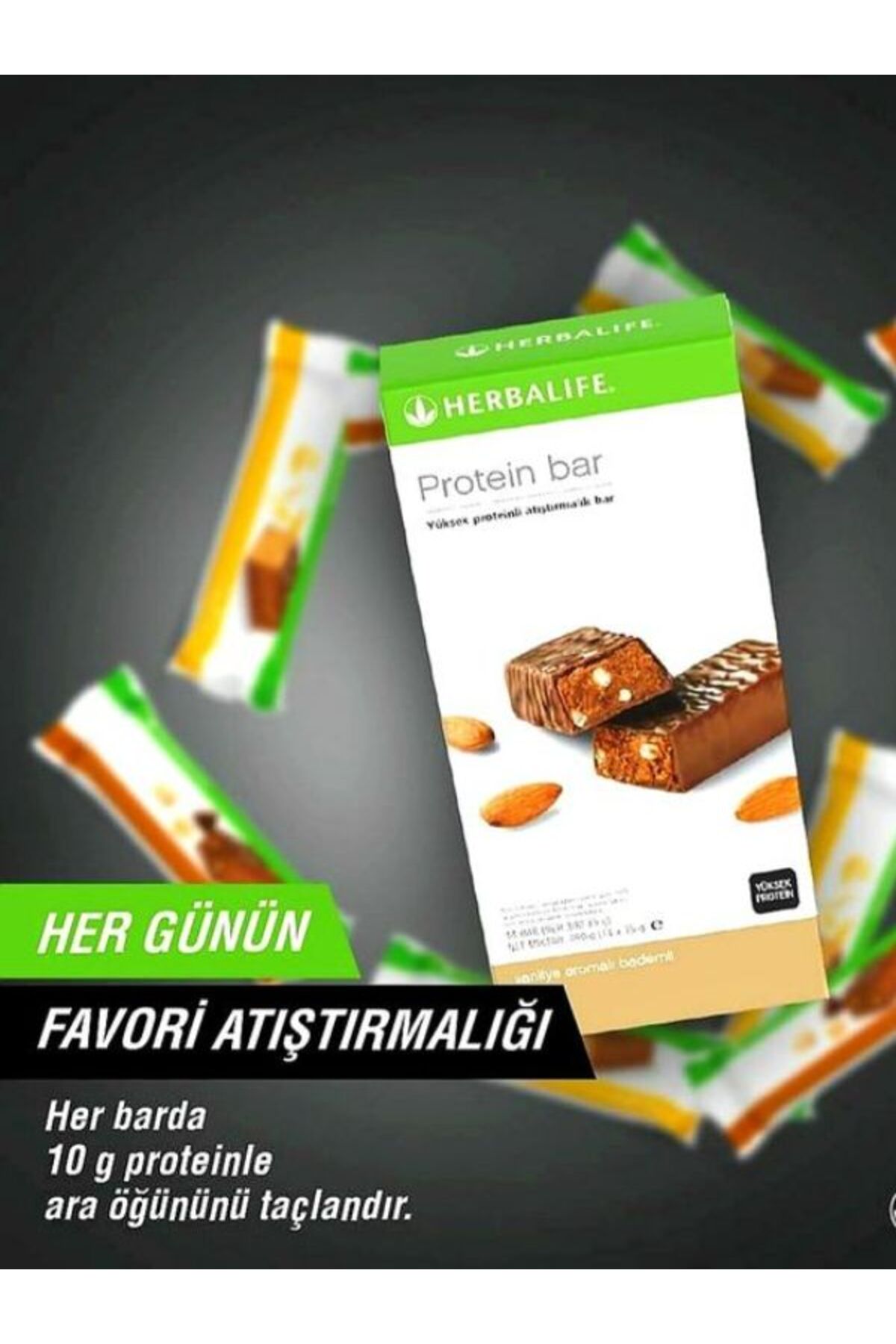 پروتئین بار بسته بندی 14 عددی بادام با طعم وانیلی پروتئینی 2 جعبه اورجینال Herbalife