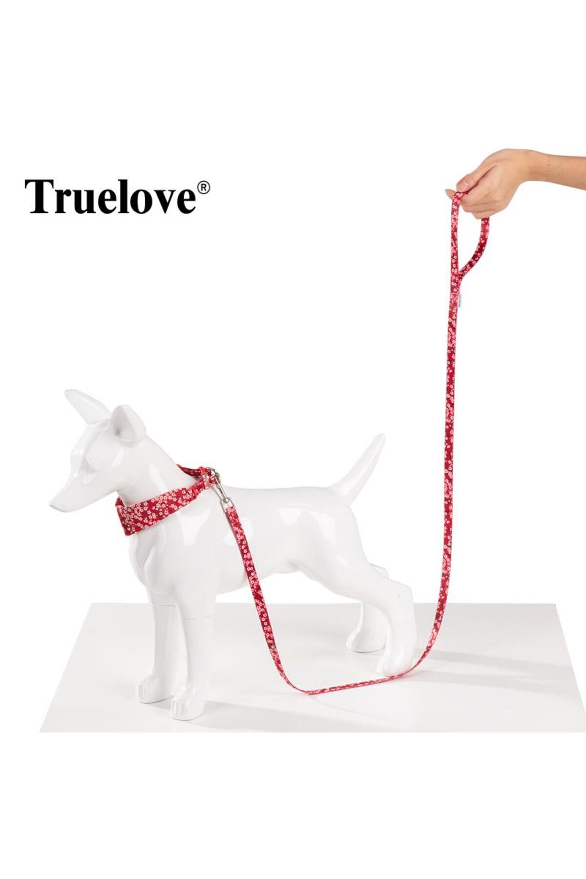 بند قلاده گربه طرح گل‌دار قرمز ترو لاو True Love مدل KKETKA-001