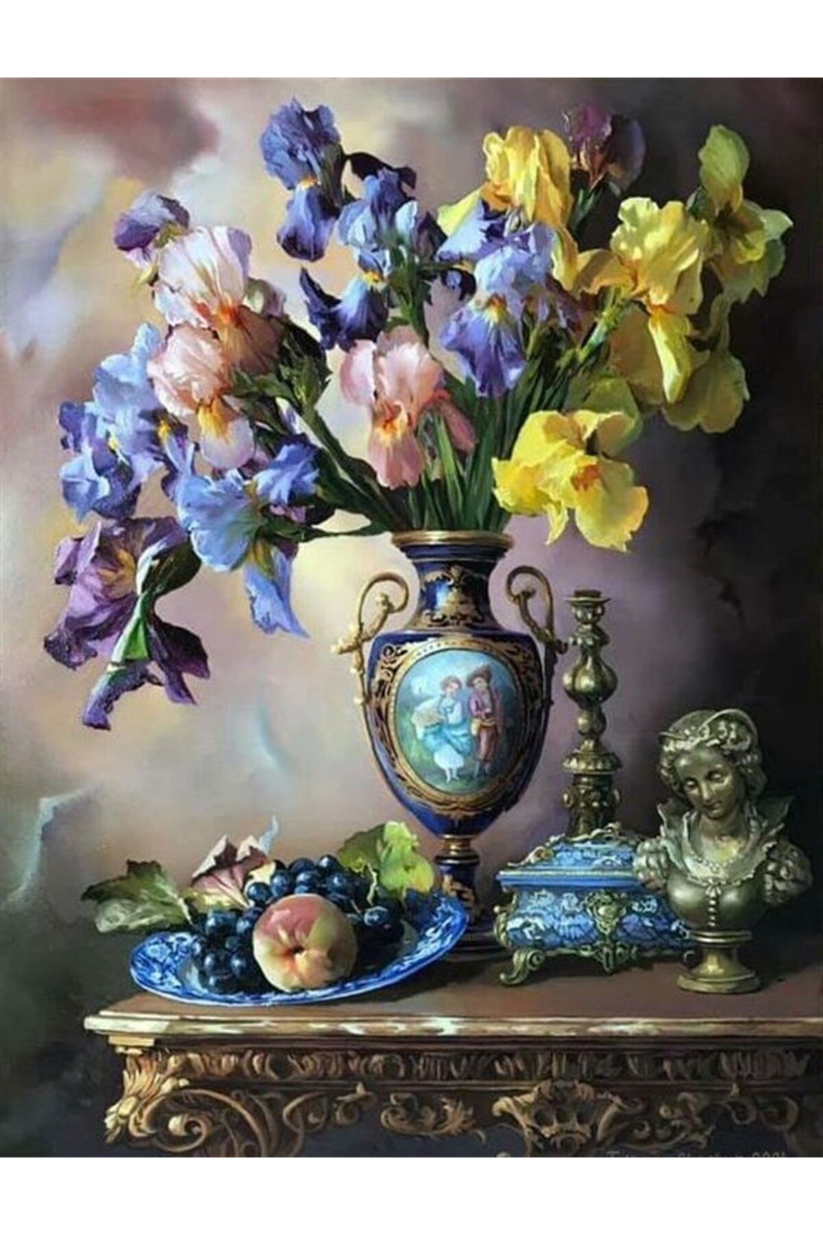 پازل گل در گلدان کلاسیک نقاشی موزاییک الماس مارسل 46X61 سانتی متر Marcel Kristal Tablo