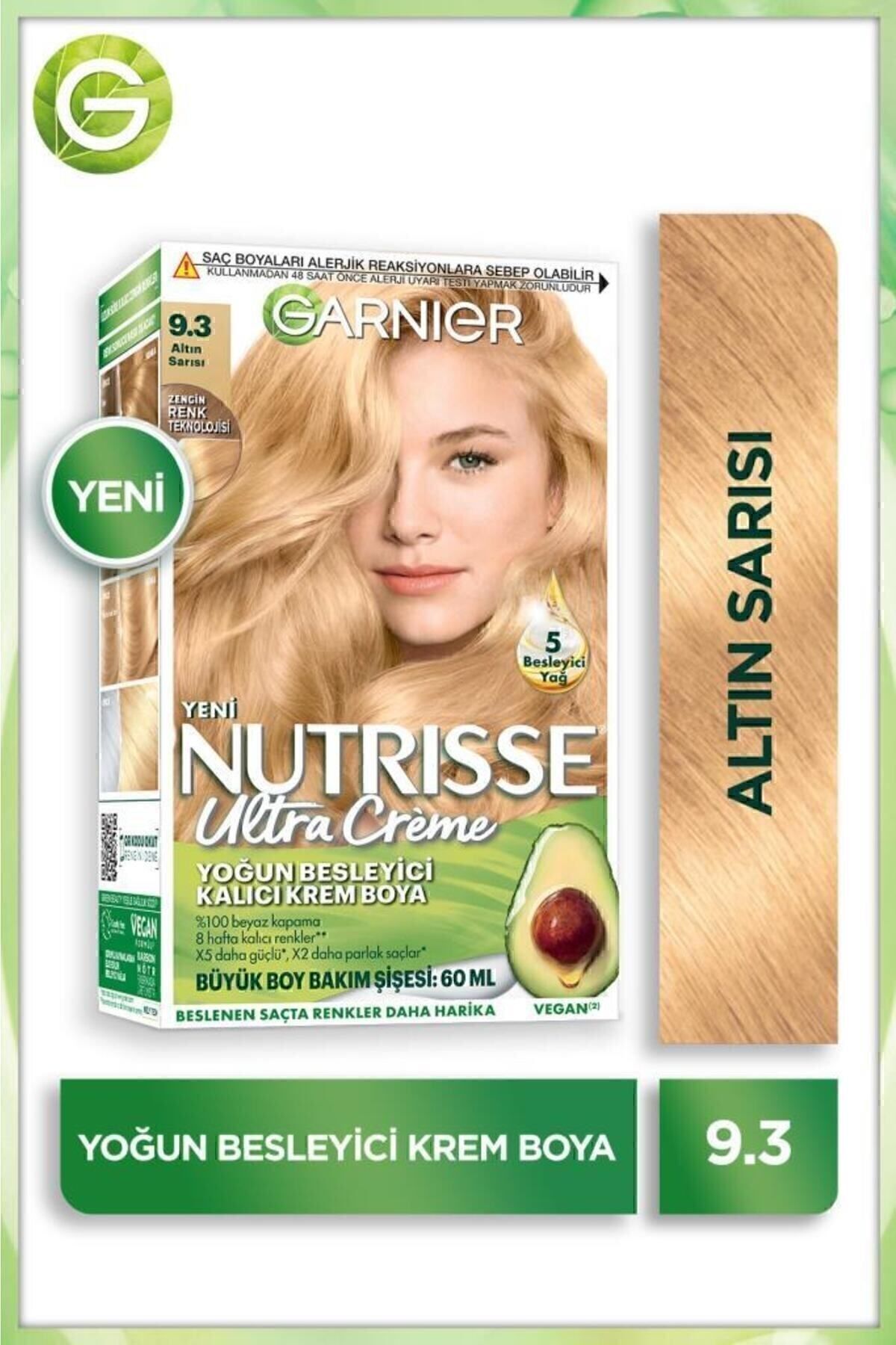 Garnier رنگ مو کرمی ثابت کننده غنی کننده موی Nutrisse Intensive 9.3 زرد طلایی