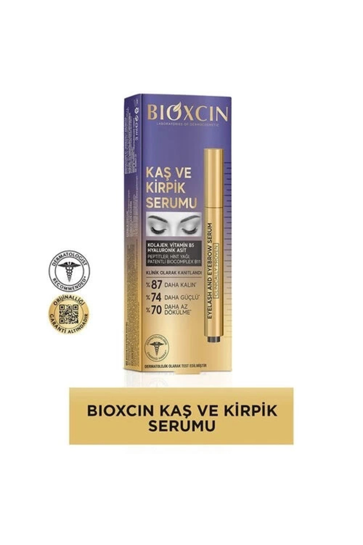 سرم ابرو و مژه با کلاژن و هیالورونیک اسید و روغن هسته انگور و پپتیدهای کراتین بیوکسکین Bioxcin