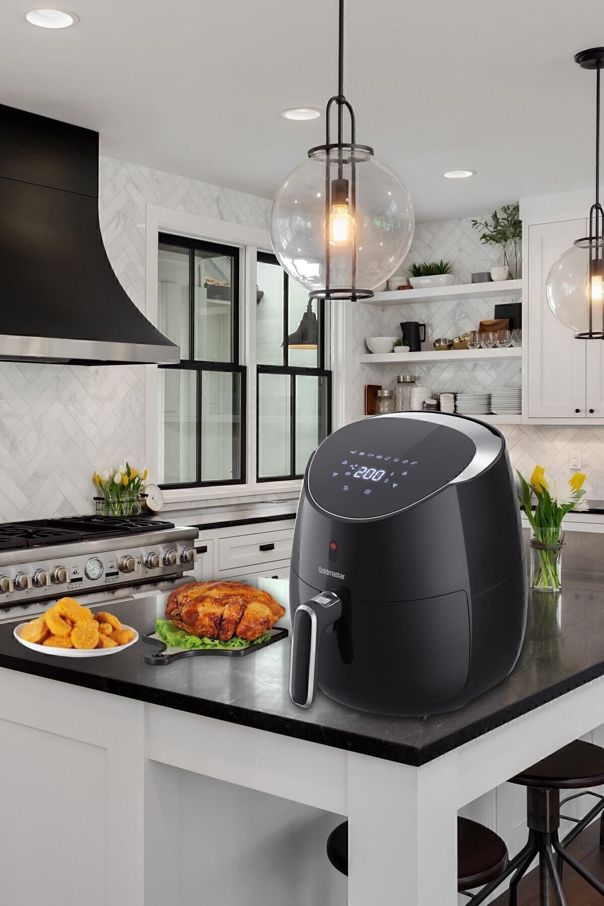 سرخ کن هوای داغ بدون روغن LUXFRY 2000 وات 6.4 لیتری WIDE XXL TOUCH AIRFRYER اورجینال GoldMaster