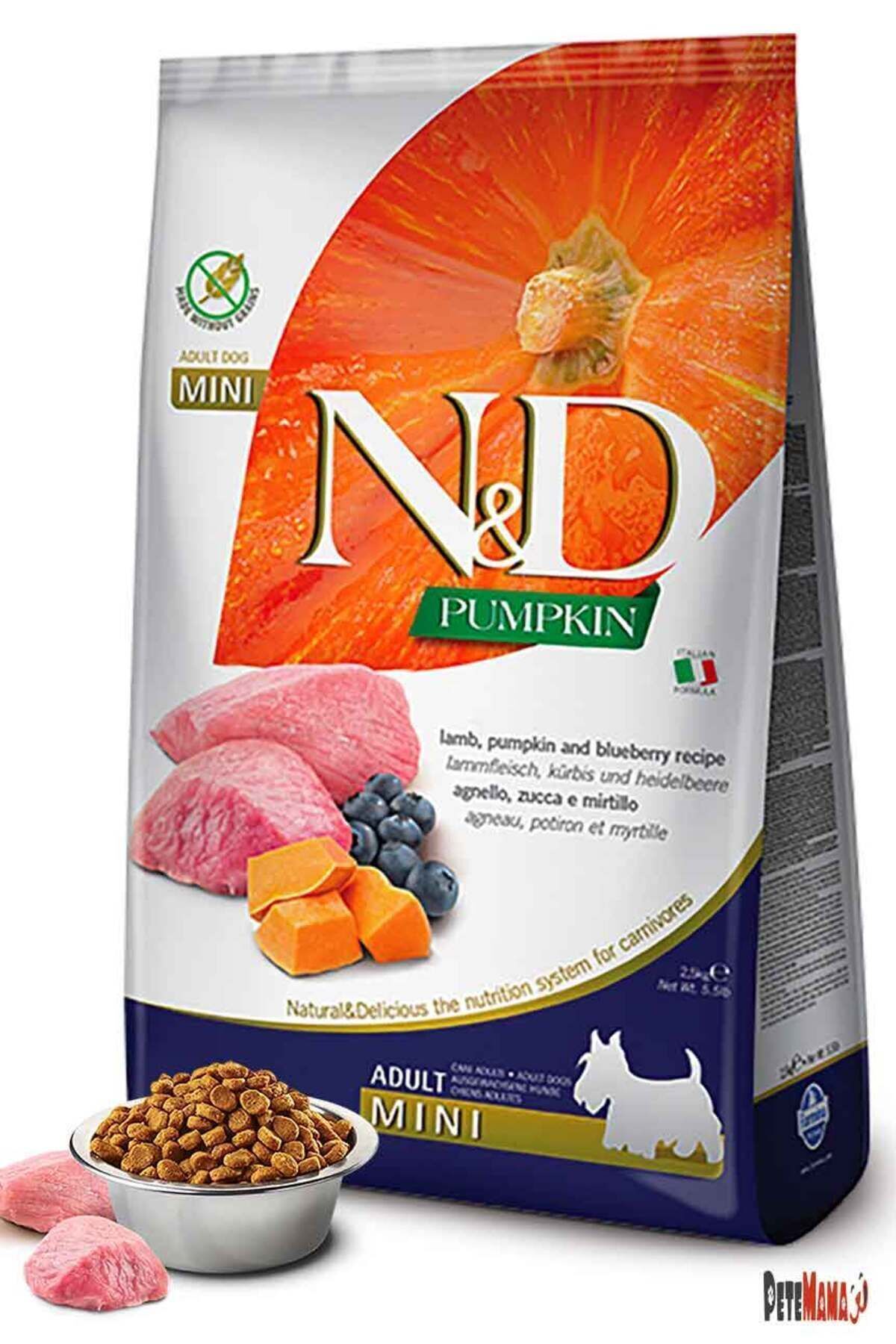 غذای خشک سگ بالغ نژاد کوچک ان‌اند‌دی N&D، کدوحلوایی، گوشت بره و بلوبری، ۷ کیلوگرم