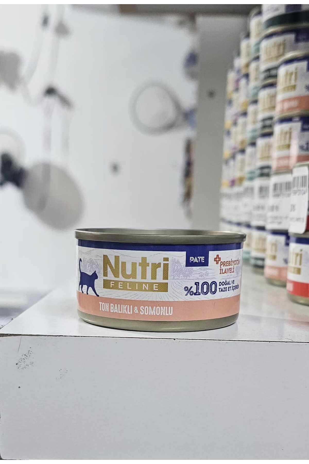 غذای کنسروی گربه نوتری فلاین Nutri Feline با تن ماهی، سالمون و پری‌بیوتیک، ۷۰ گرم