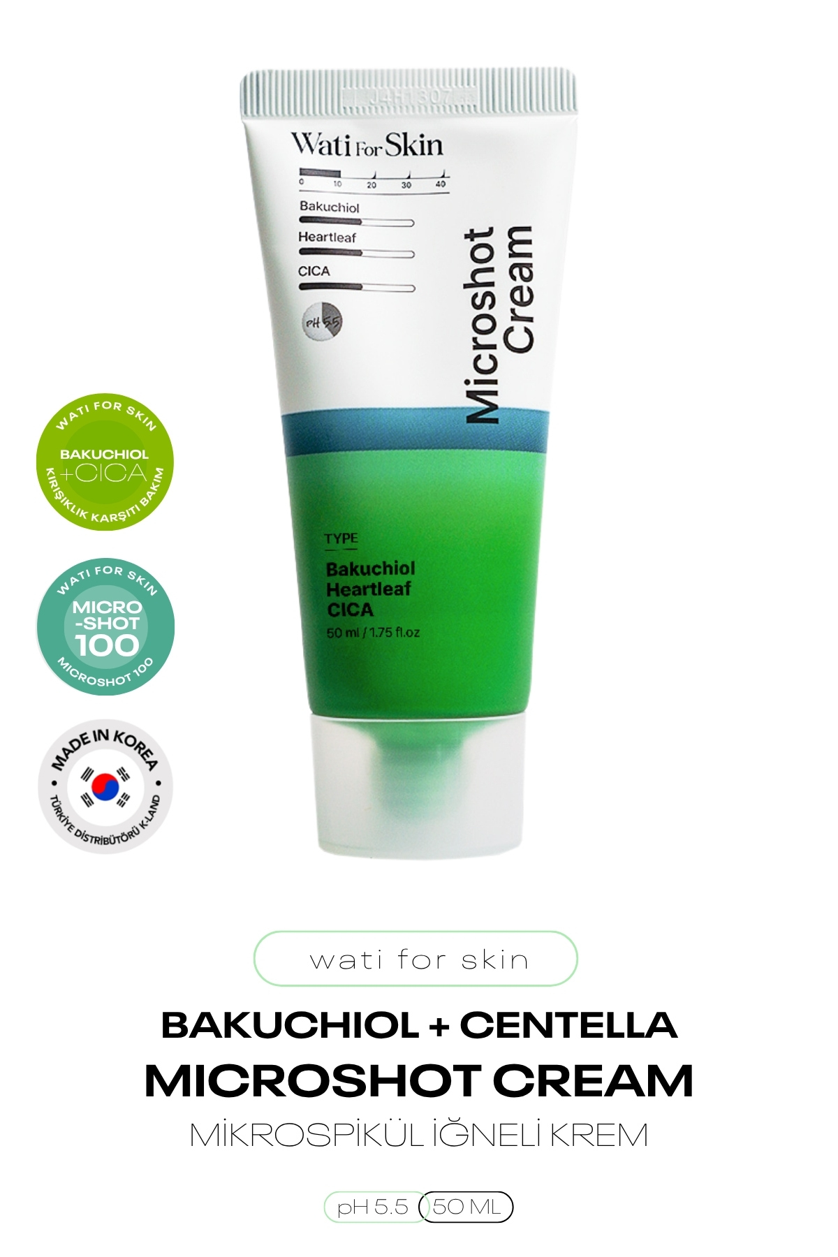 کرم صورت BAKUCHIOL AND CENTELLA MICRO SPECK SEADLE WATI برای پوست CICA SPICULE CREAM سنتلا wati for skin