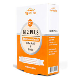 قرص زیرزبانی B12 Plus نیو لایف New Life حاوی ویتامین B12 متیل‌کوبالامین، اسید فولیک و بیوتین ۶۰ عددی