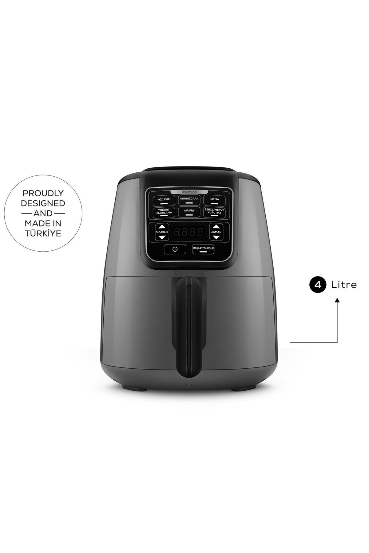سرخ کن AIR PRO COOK XL AIRFRYER SPACE GREY مشکی برای 4 نفر اورجینال Karaca