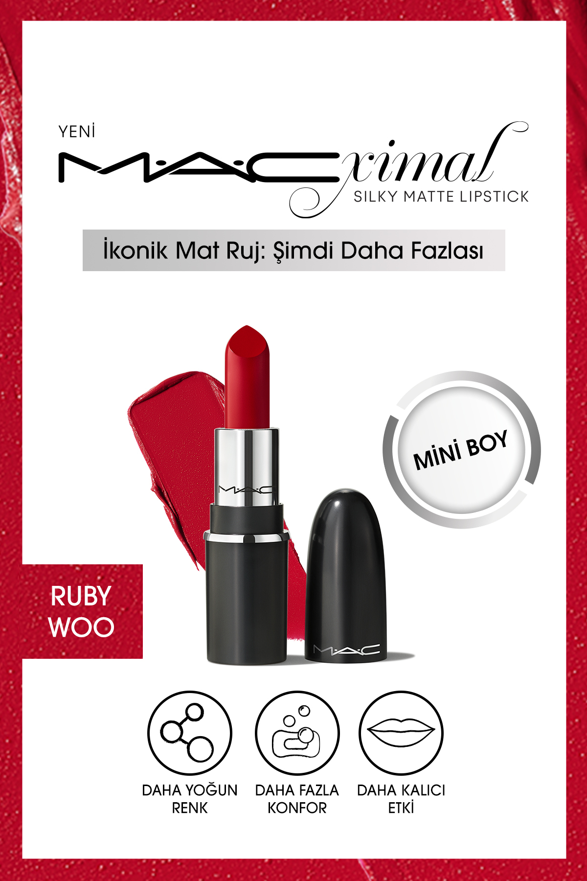 رژ لب MACXIMAL MINI MAC SILKY MATTE LIPSTICK ROBY WOO Mac