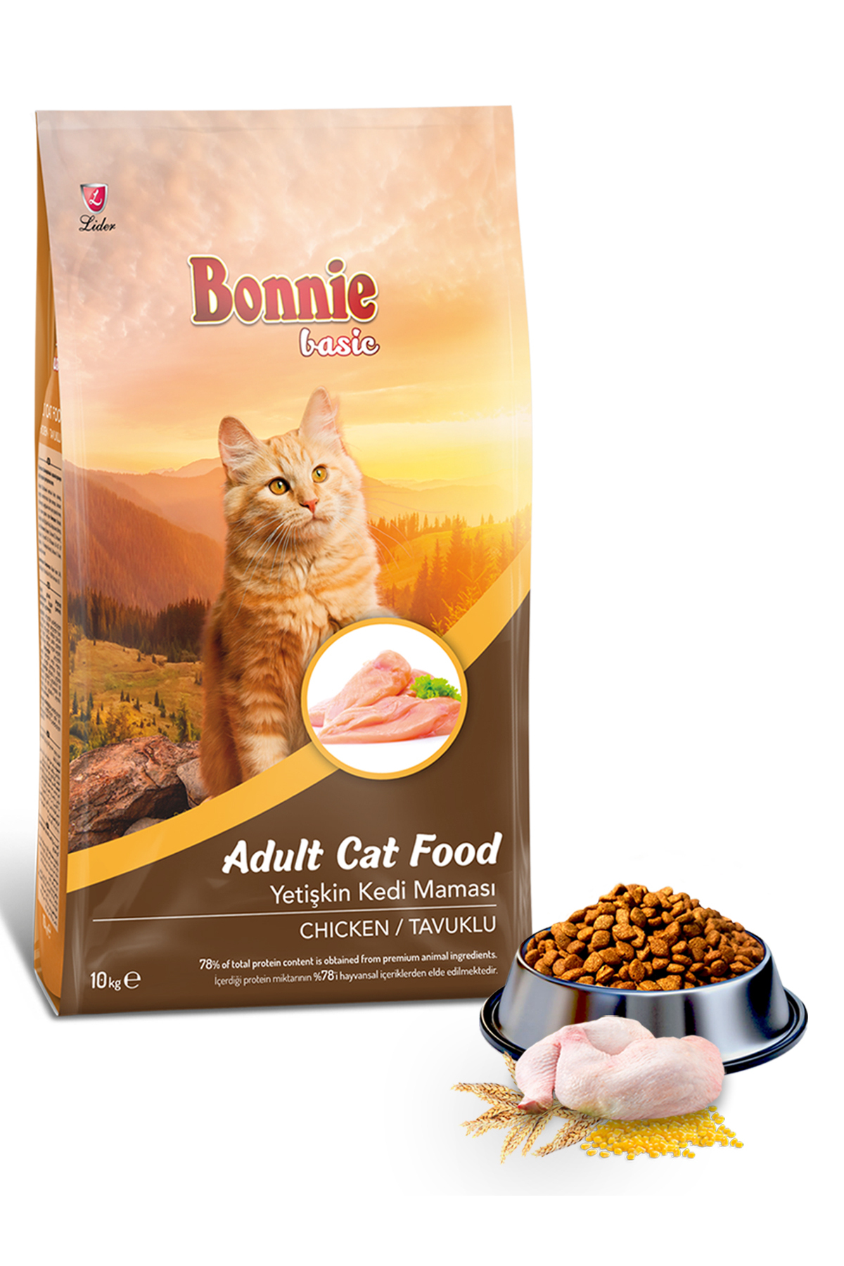 غذای خشک گربه بالغ با طعم مرغ ۱۰ کیلوگرمی بانی Bonnie