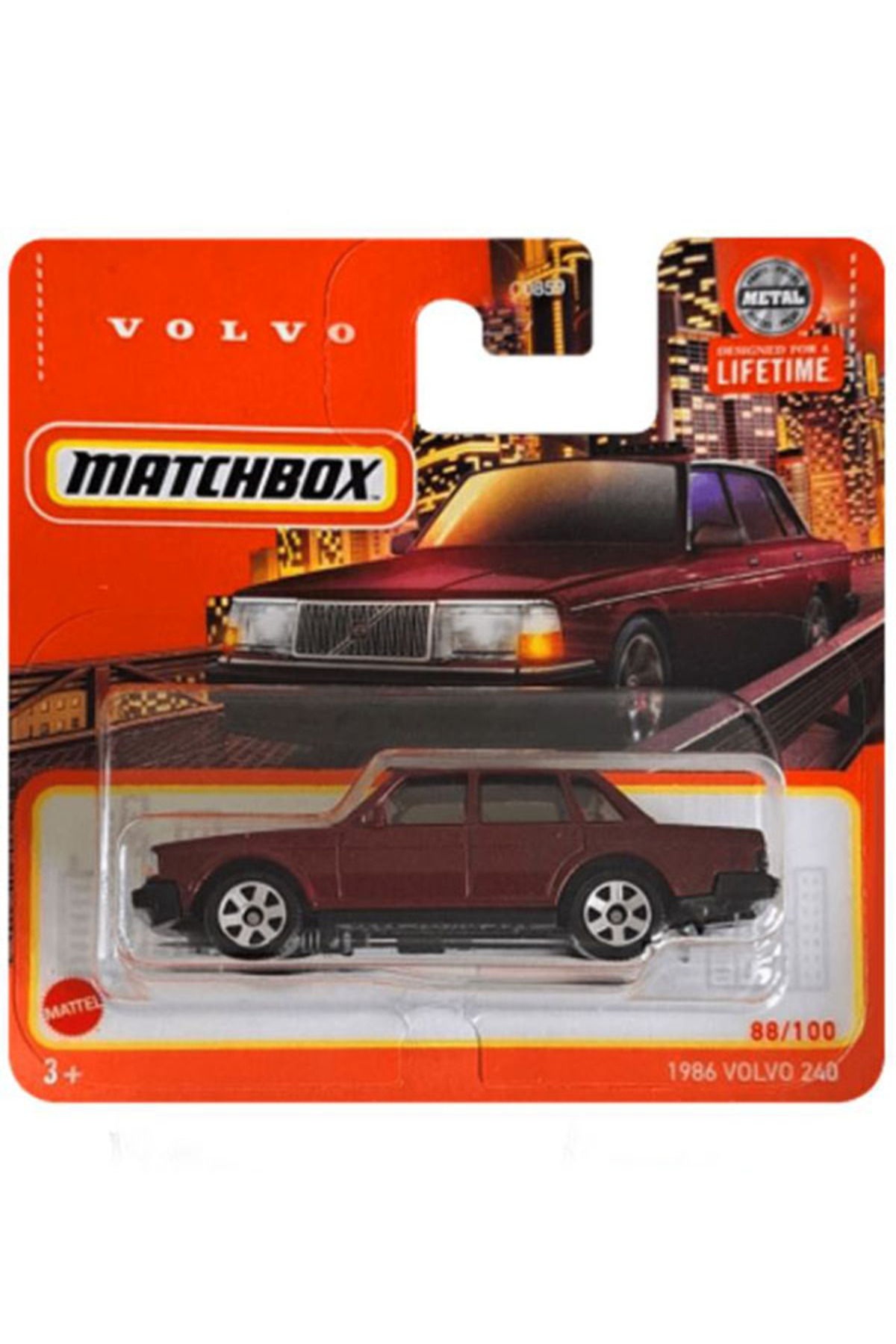 ماشین اسباب بازی جعبه کبریت 1986 VOLVO 240 CLARET RED 1 64 از ترکیه HOT WHEELS