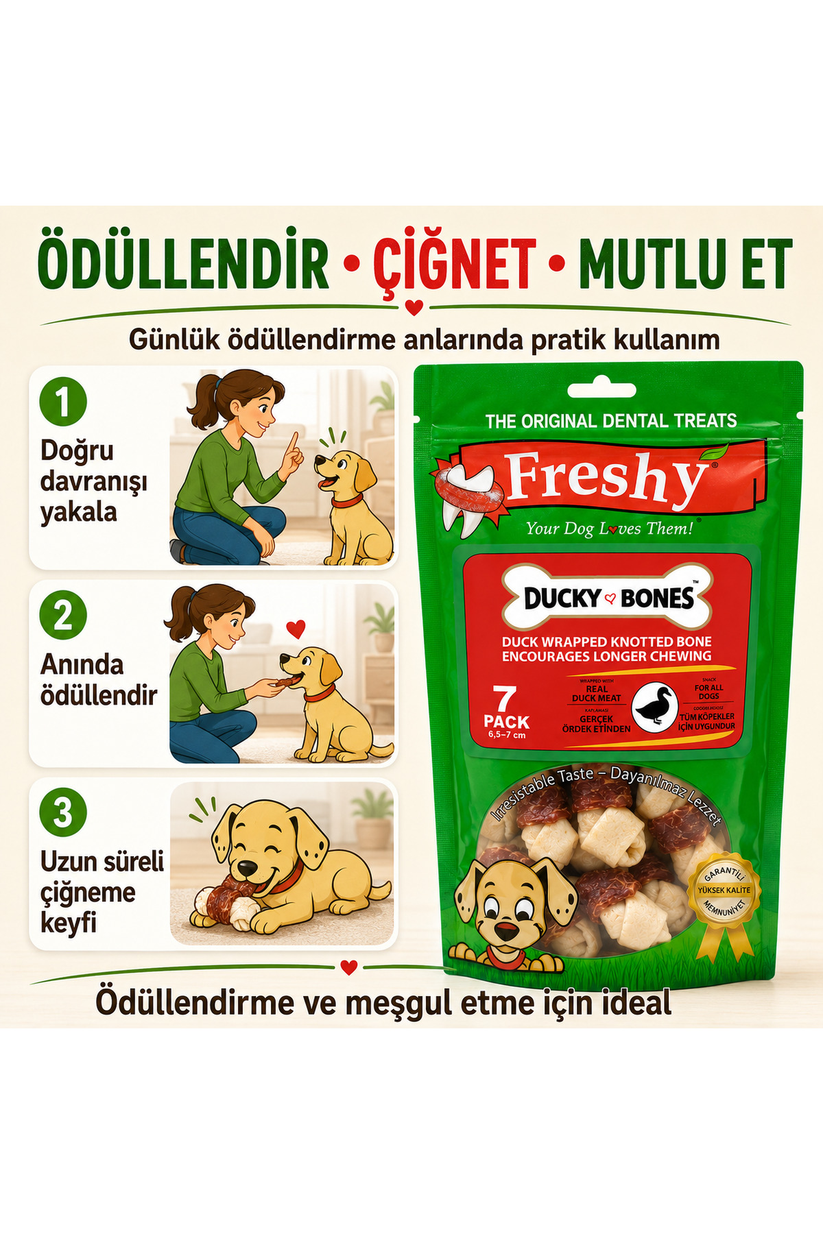 تشویقی استخوانی سگ فرشی Freshy Ducky Bones، ۱۰۰ گرم، ۷ عددی