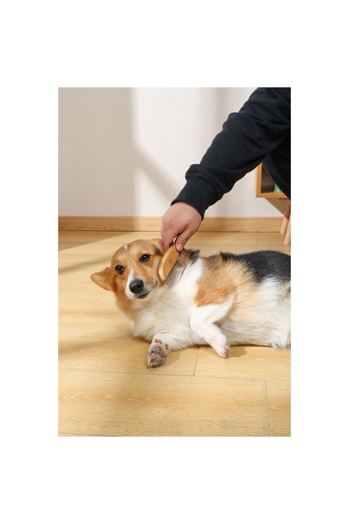 شانه صاف بامبویی ۱۶ دندانه با سر چرخان ام‌پتس M-PETS