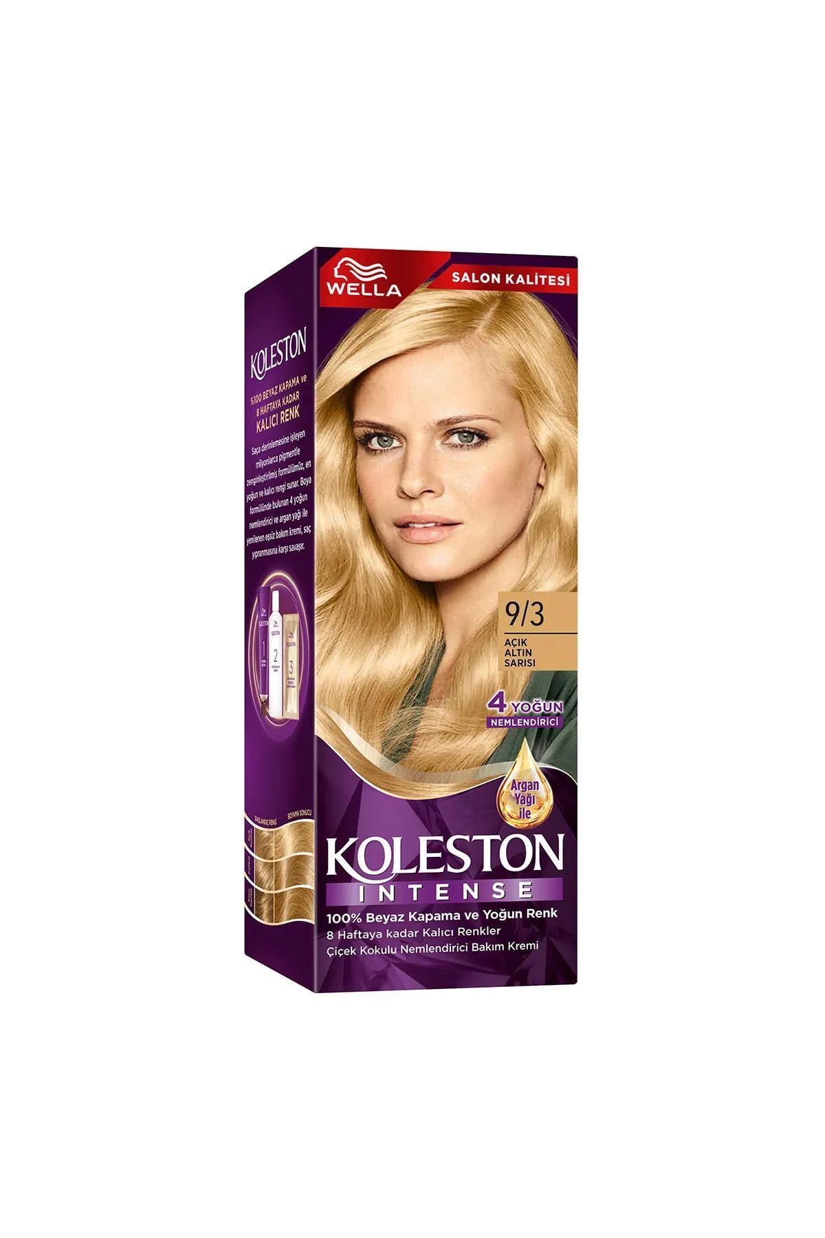 رنگ موی Koleston Intense 9/3 با رنگ طلایی روشن برای مراقبت از مو ولا Wella