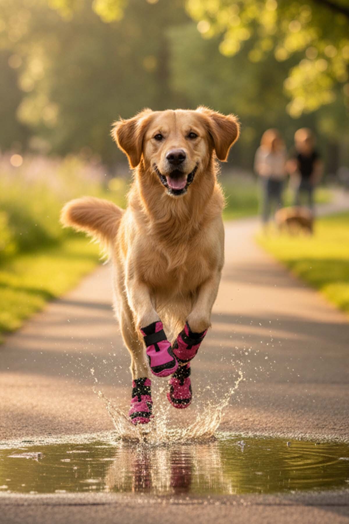 کفش سگ چرمی ضدآب پاوپرینتس PawPrints، صورتی با زیره ضدلغزش