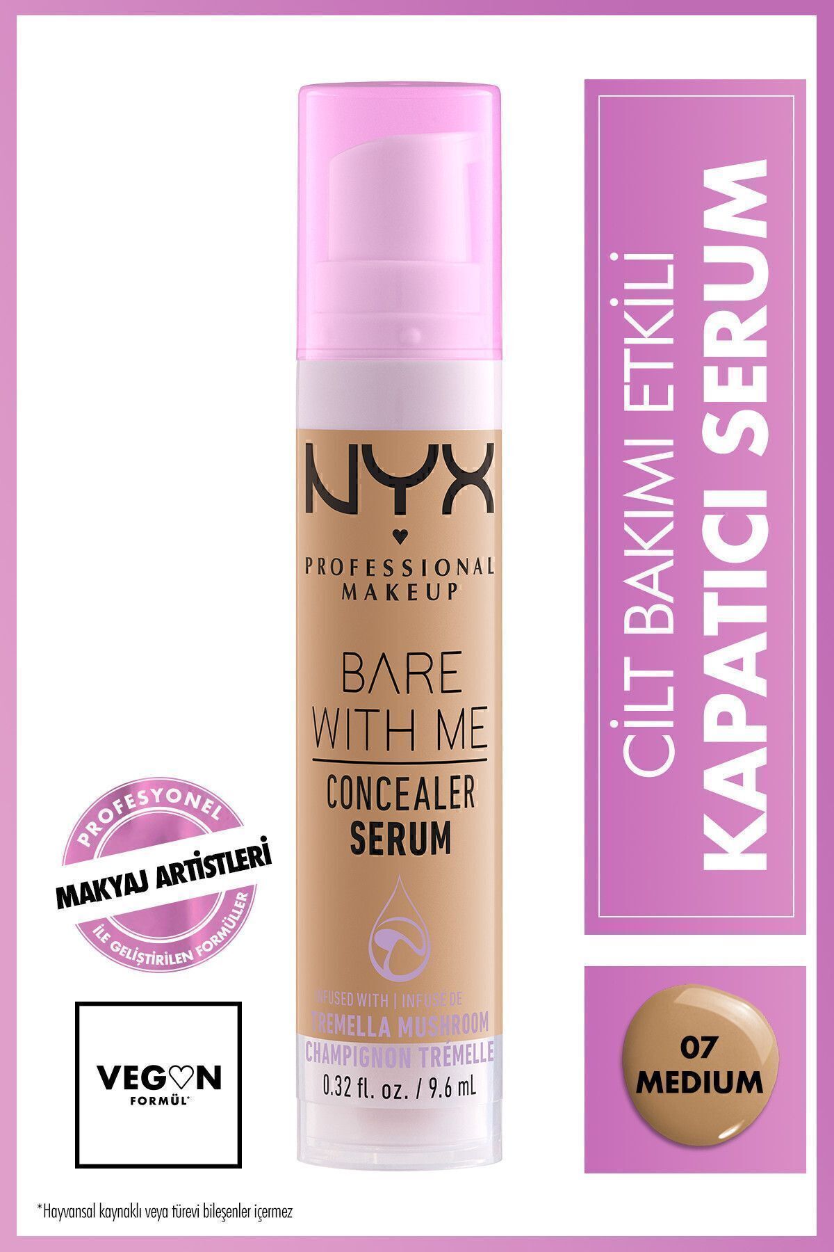 سرم کانسیلر BARE WITH ME CONCEALER SERUM رنگ 07 Medium حجم 9.6 میل نیکس NYX