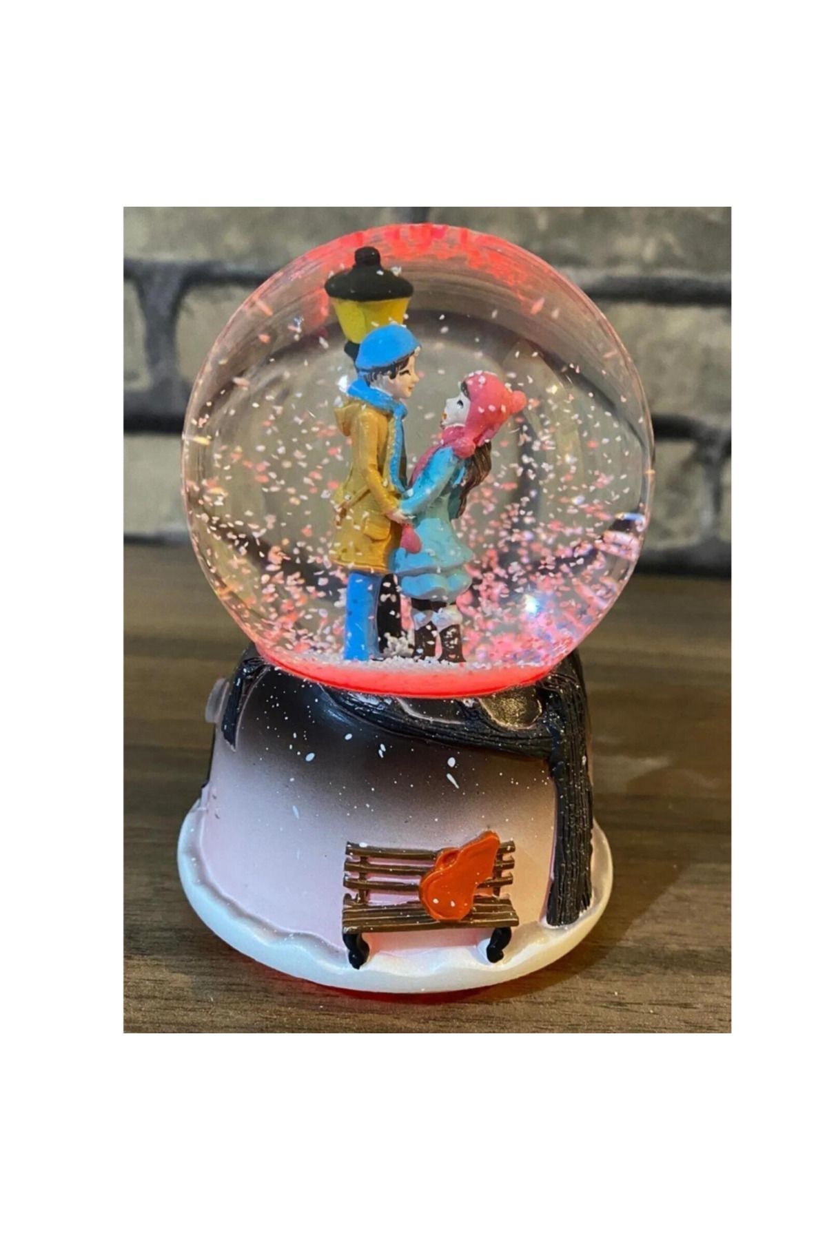 گوی برفی هدیه برای LOVER STREET LAMP SNOW GLOBE و گردنبند خورشیدی زیرکون دوار از ترکیه rk tasarım