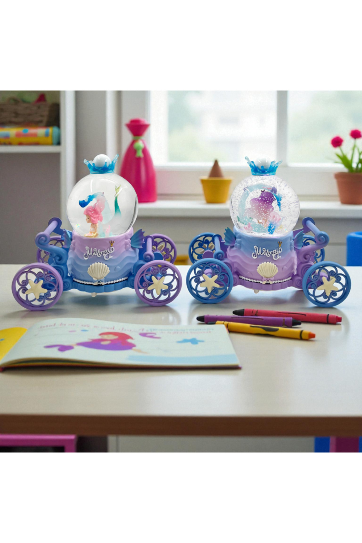 گوی برفی هدیه پری دریایی SNOW GLOBE سایز بزرگ چرخدار نور صدای موزیکال 1 PIECE از ترکیه ALPJOY