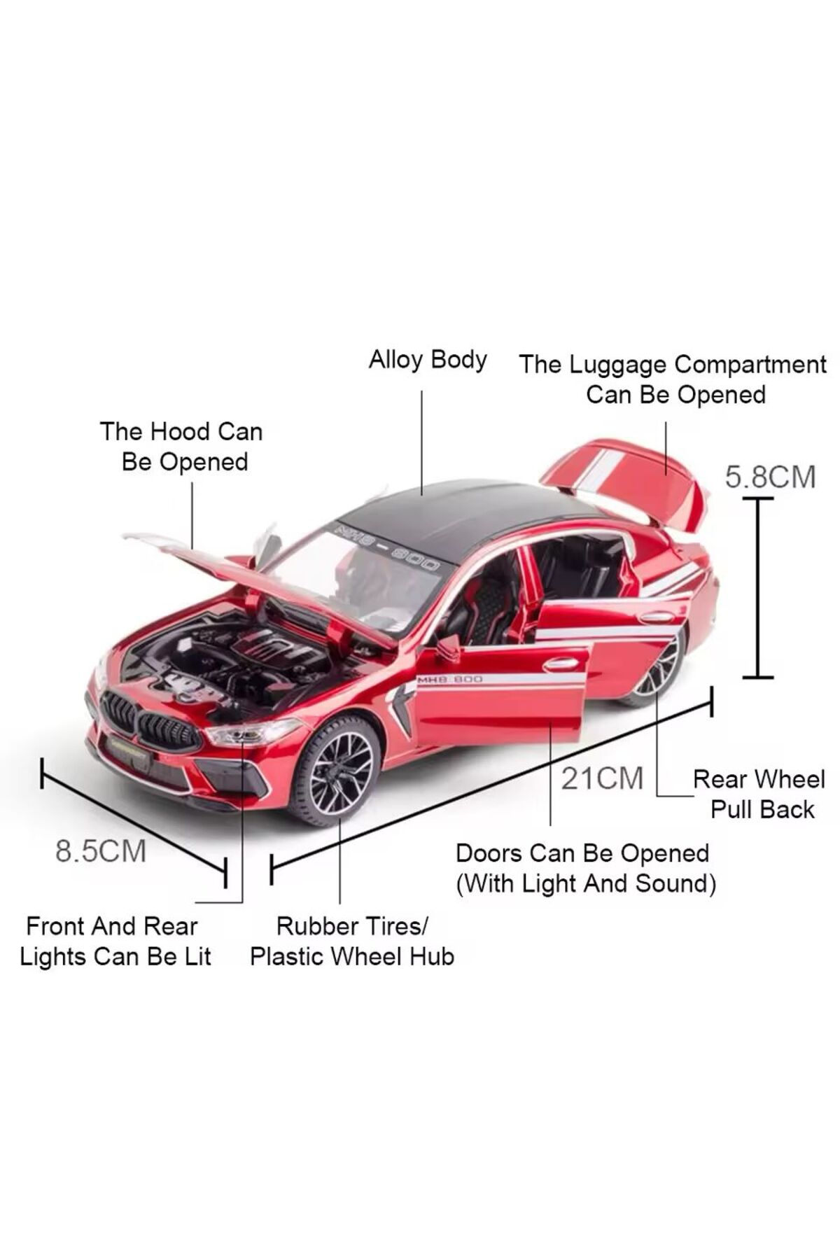 مدل خودرو 1:24 BMW M8 DIECAST درب صندوق عقب باز می شود MANHART اورجینال scntoys