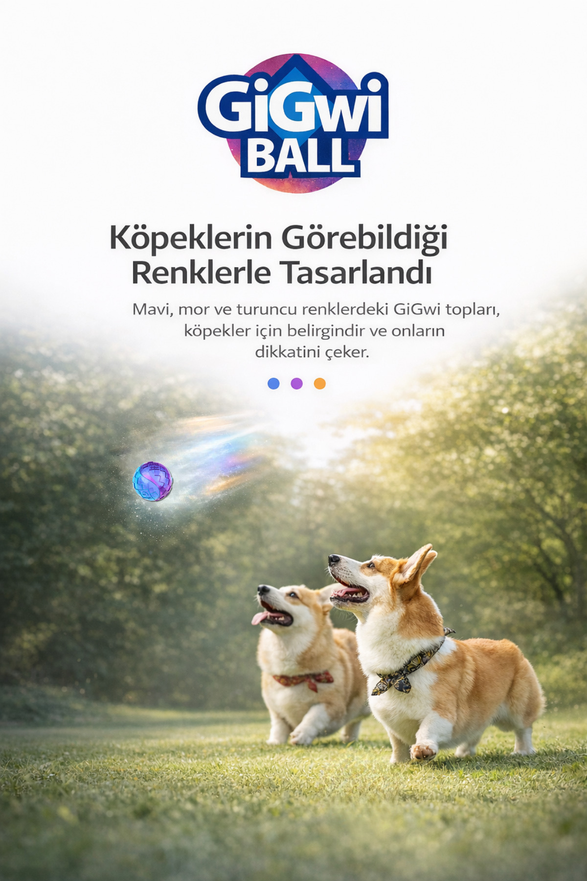 اسباب‌بازی توپ سگ گیگ‌وی Gigwi Ball Originals، صدادار و بافت‌دار، ۵ سانتی‌متر آبی