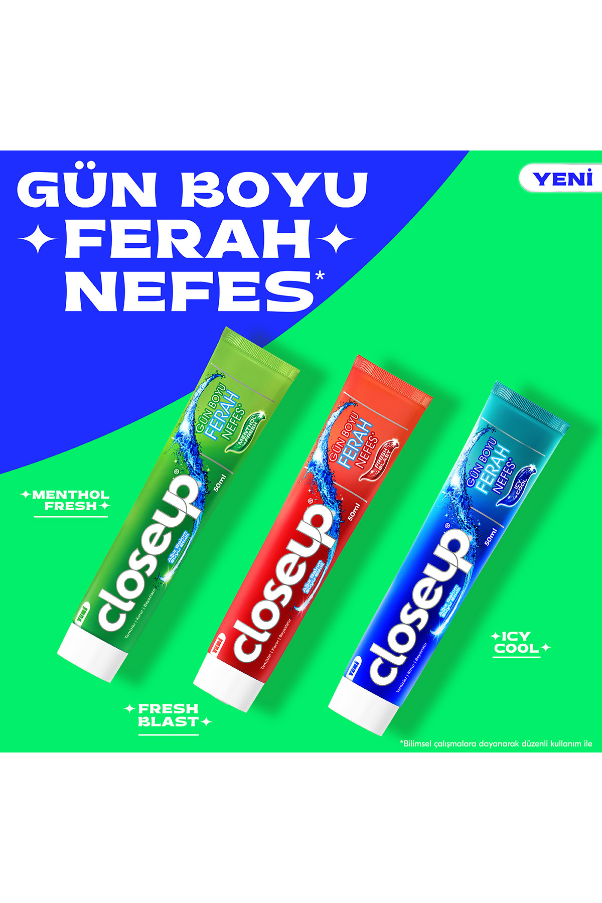 خمیر دندان سه‌گانه مدل Fresh Blast و Icy Cool و Mentho حجم 50 میلی‌لیتر Closeup
