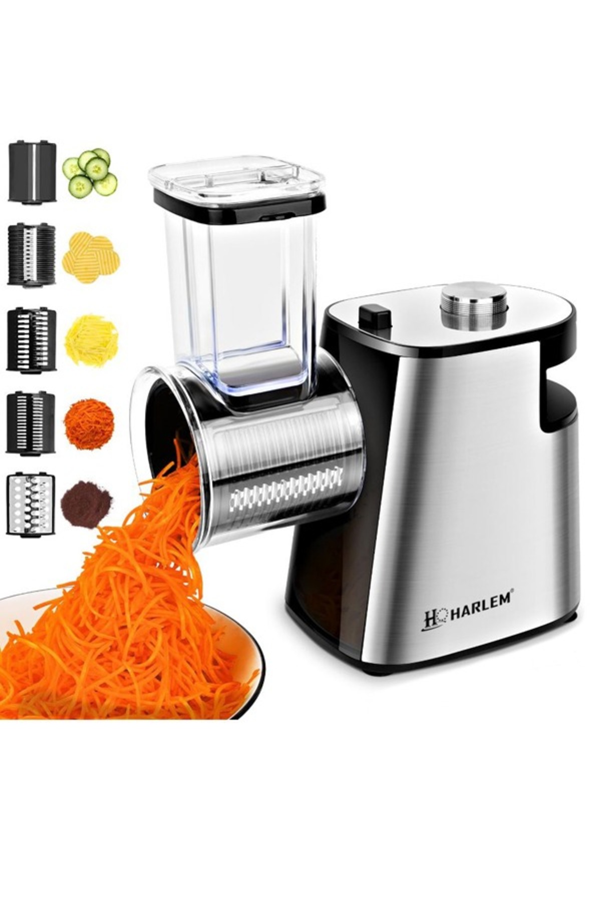 خردکن و غذا ساز چند منظوره سبزیجات میوه 1500 واتی 6 سر + سیب زمینی برش روندو اورجینال HARLEM