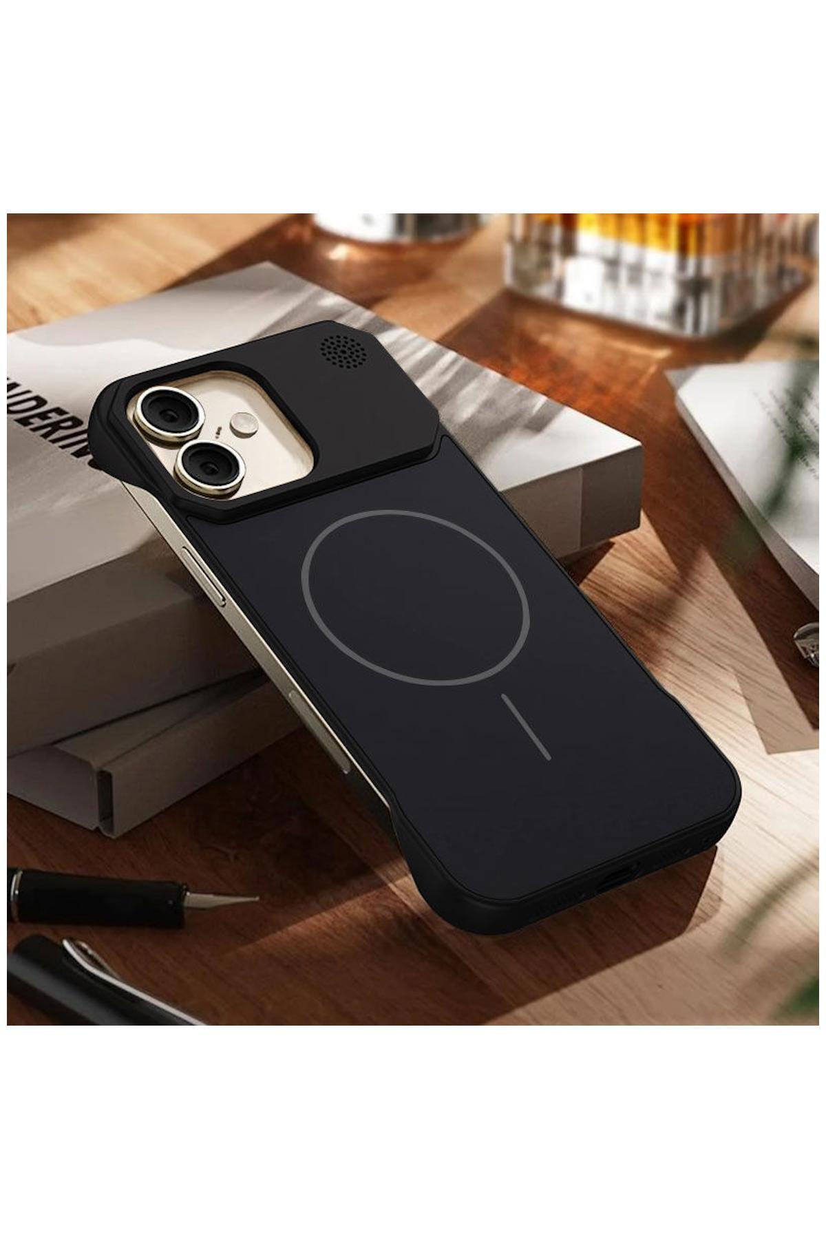 کاور و قاب APPLE IPHONE 16 PLUS COMPATIBLE ELITE TITAN CASE پشتیبانی از شارژ بی سیم مشکی اورجینال Zebana