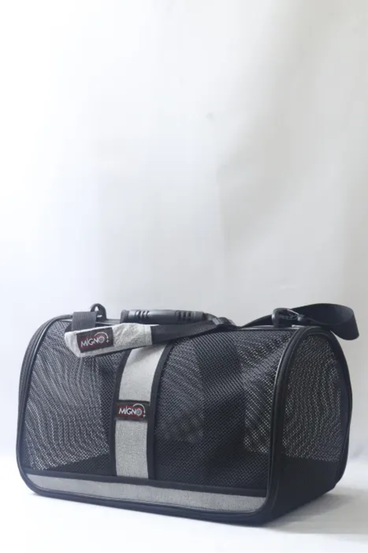 کیف حمل گربه و سگ میگنو Migno FLYBAG Safir، مدل توری‌دار SFR002، طوسی