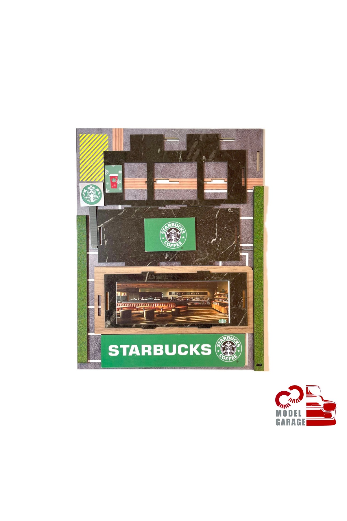 مدل خودرو 1 64 SCALE STARBUCKS CAR PARKING DIORAMA DIECAST DISPLAY STAND SHELF GARAGE اسباب بازی اورجینال ÜRETİM