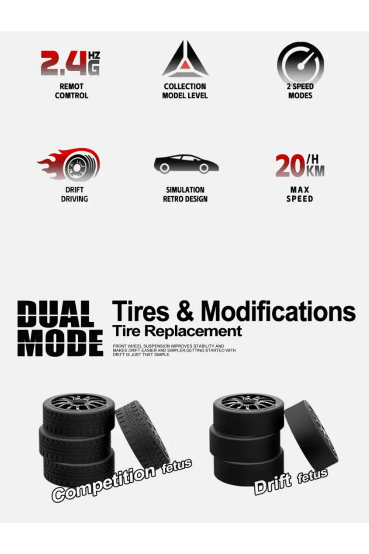 پورشه 911 1:24 دریفت 4X4 RC ریموت کنترل سرعت 20 کیلومتر در ساعت از ترکیه Genel Markalar