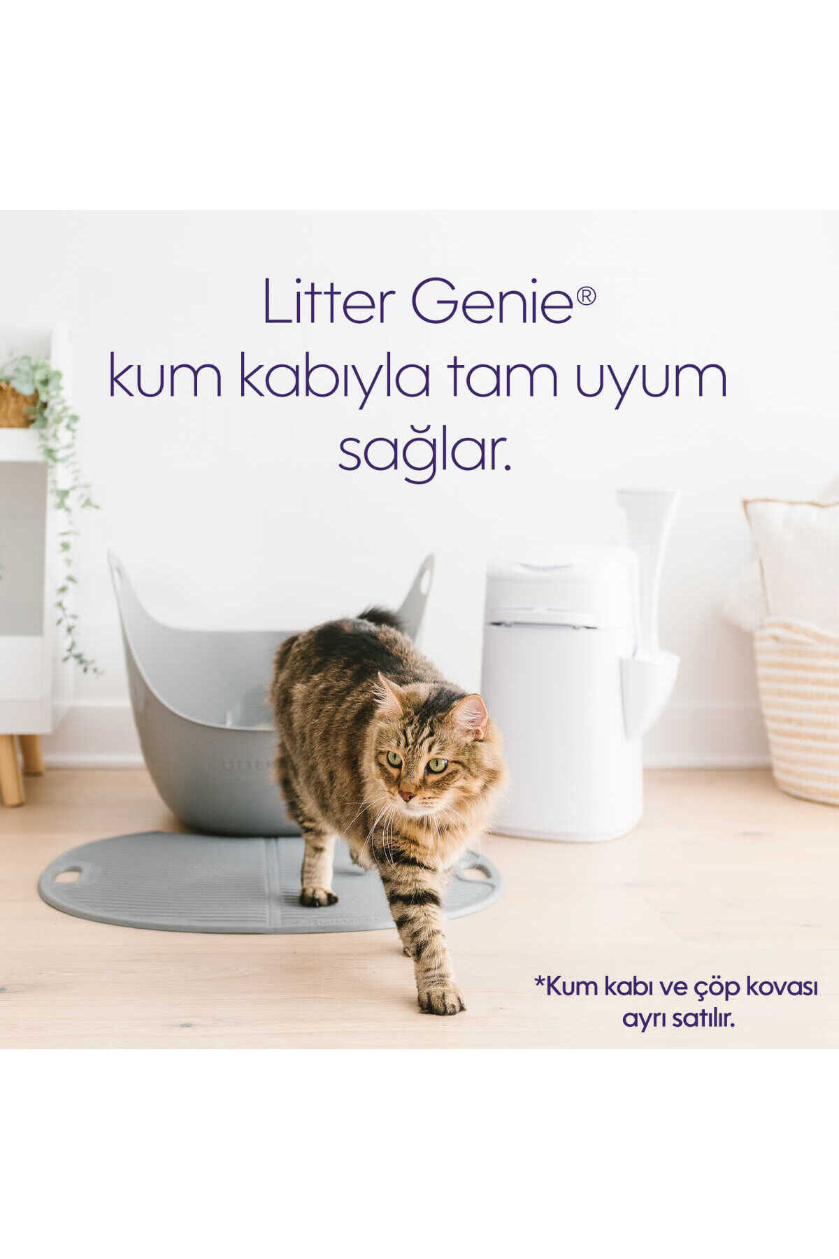 پادری خاک گربه برجسته و ضدلغزش لیتر جینی Litter Genie خاکستری