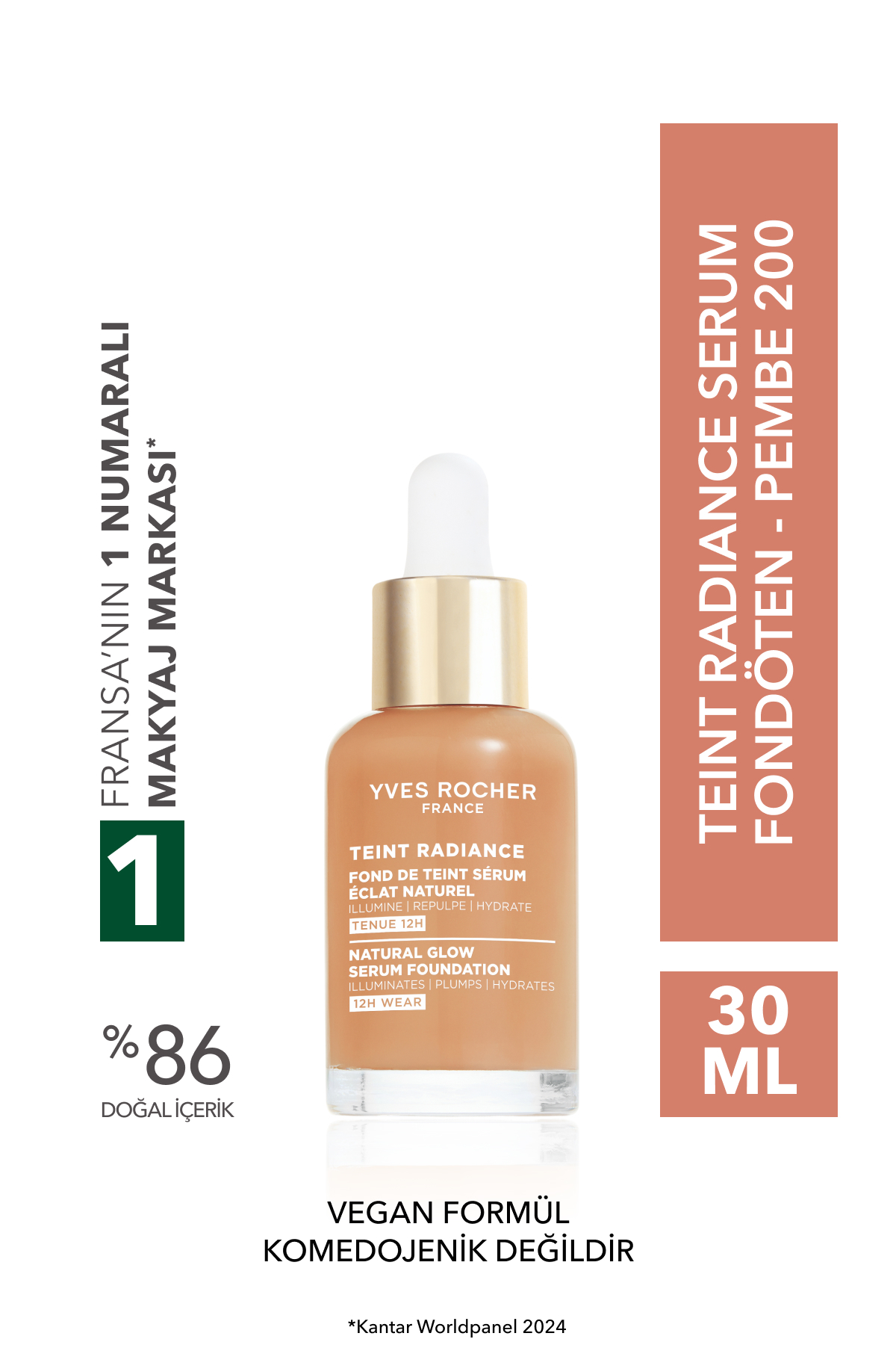 کرم پودر زیرسازی سرم رادیانس هیالورونیک اسید TEINT RADIANCE VEGAN PINK 200 Yves Rocher