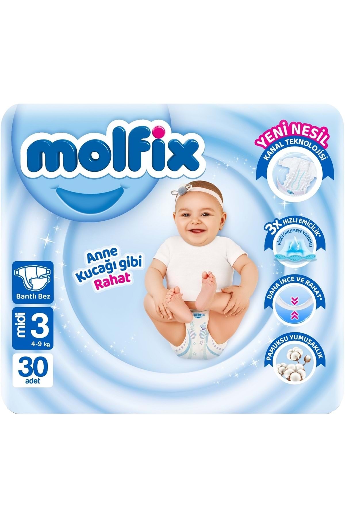 پوشک بچه سایز بچه: 3 4 9 کیلوگرم میدی 90 تکه جامبو فیرسات پی کی اورجینال Molfix